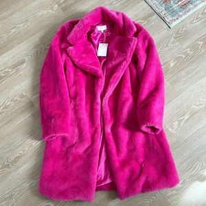 Pink faux fur coat